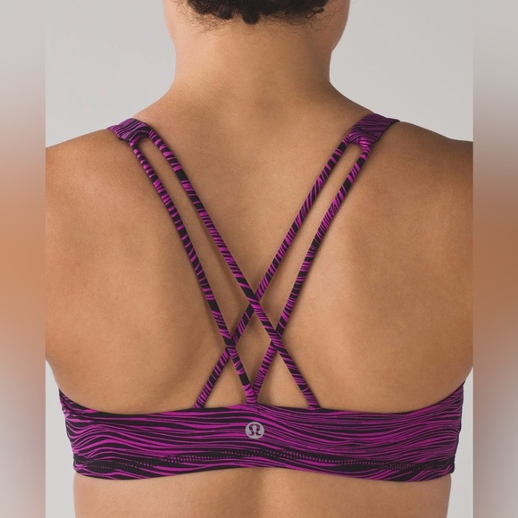 2016 Lululemon Free To Be Bra Life Lines Polar Pink Black Size 10 | Rare Retired - Picture 4 of 9